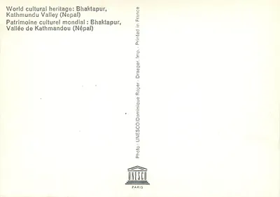 Świątynia Bhaktapur — Dziedzictwo UNESCO — wydawca Draeger Roger — Rewers