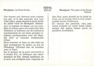 Bhadgaon. A Porta Dourada — Népal, XIII-B1 — Foto Patrick S.A. — Verso