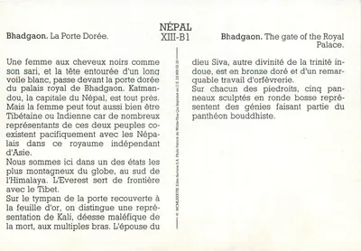 Bhadgaon — A Porta Dourada — Édito-Service S.A. XIII-B1 — Verso