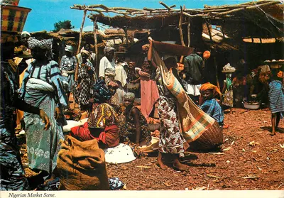 Cena de mercado nigeriano — scène de marché — John Hinde Limited, Cabinteely, Co. Dublin