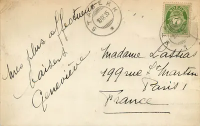 Bilhete postal antigo Holmsbu — Verso
