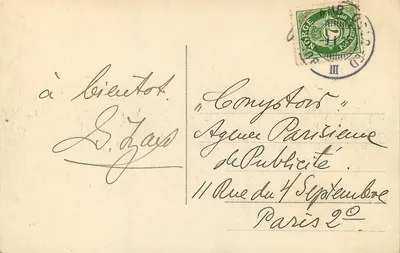 Zima w Norwegii — zimowy krajobraz zasnieżony z górami i sosnami — Eneret Abels Kunstforlag, Oslo. 105. — Rewers
