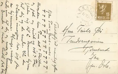 Kvinesdal — widok z powietrza — Fredrik Horjen, Flekkefjord, nr 101 — Rewers