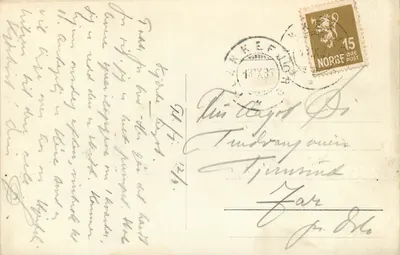 Kvinesdal — vista panorâmica do rio e das montanhas — Eneret Mittlet & Co. n°24/26 — Verso