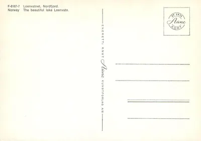 Loenvatnet, Nordfjord — Noors meer — uitgever Alune Kunstforlag AS, n° F-8167-7 — Achterkant