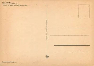 Narvik — Centrum z Town Hall — Eberh. B. Opias AS, Oslo — Rewers