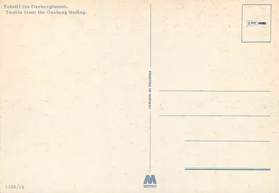 Tecido da descoberta de Oseberg — Descoberta de Oseberg — Mittet, n° 1328/16 — Verso