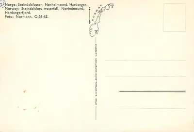 Steindalsfossen — Norheimsund, Hardanger — Normanns Kunstforlag A/S Oslo — Rewers