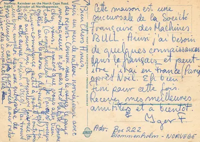 Rennes no Cap Norte — Noruega — Editor ULTROS, série F-60-7 — Verso