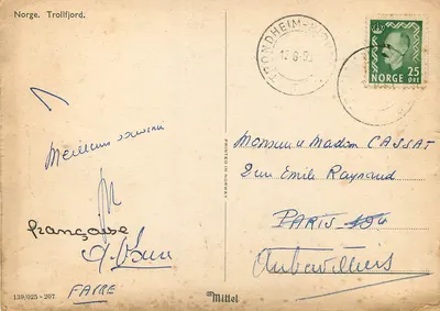 Trollfjord — Noruega — editor Farre, n° 139/025-207 — Verso