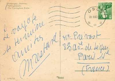 Vøringfossen — Hardanger, Norwegia — wydawca Mittel, nr 1192/22 — Rewers