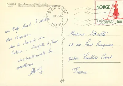 Renes nadeando no Magerøy sound — Noruega — editor F-5309-2 — Verso
