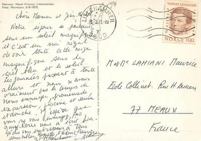 Hotel Kronen, Lillehammer — Norwegia — wydawca Normann, n° B-1870 — Rewers