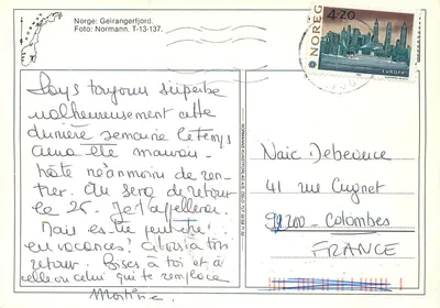 Geirangerfjord — Noruega — Normanns Kunstforlag A/S, T-13-137 — Verso