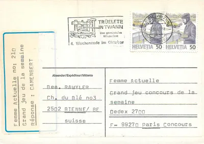 Bienne — vista panorâmica — editor desconhecido, número de série não visível — Verso
