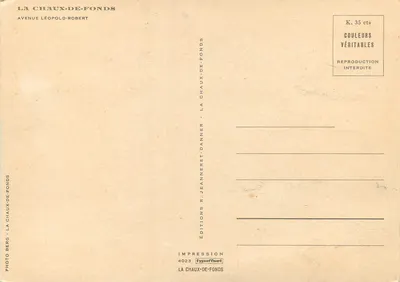 Fontana delle tartarughe — La Chaux-de-Fonds — Edizioni R. Jeanneret-Danner — Verso