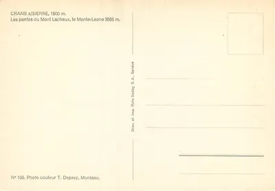 Crans-Sierre — Piony Monte Lachaux, Monte-Leone 3565 m. — Foto kolor T. Deprez, Montana, N° 106 — Rewers