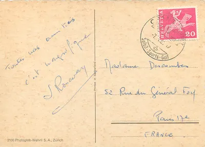 Crans - Wys. 1500 m — zimowa widok全景 z teleferykiem i narciarzami — 2100 Photoglob-Wehrli S.A., Zurych — Rewers