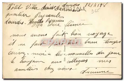 LOURDES - Bazylika, widok z Zamku Fort - P.D. n°56 — Rewers