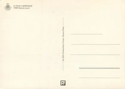 Vista do Landhaus em Davos-Laret — editor Furrer & Furrer, n° 2a-353 — Verso