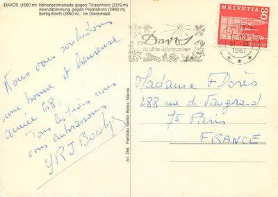 Davos — vista panorâmica invernal — Farbphoto Stefan Reiss, Nr. 758 — Verso