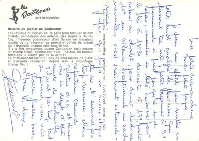 Zamieć w wiosce w Diablerets — Diablerets, ziemia legend — J. Baudat, 1055 — Rewers