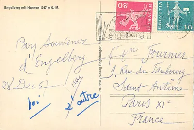 Engelberg — vista do vilarejo e das montanhas — Verlag Engelberger, n° 6283 — Verso