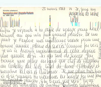 Ascona — Widok jeziora z łodzią — Libreria della Rondine, nr 523 — Rewers