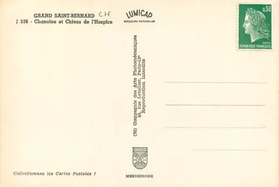 Hospicjum Grande Saint Bernard — Tła z górami — wydawca IRIS — Rewers