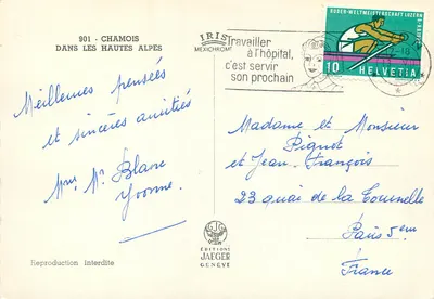 Chamois w Wysokich Alpach — 901 — Éditions Jaeger Genève — Rewers
