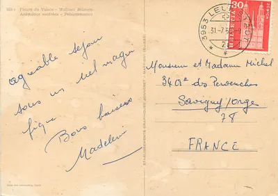 Fleurs du Valais — Anémones soufrées — wyd. Martigny (Szwajcaria) n° 333 c — Rewers