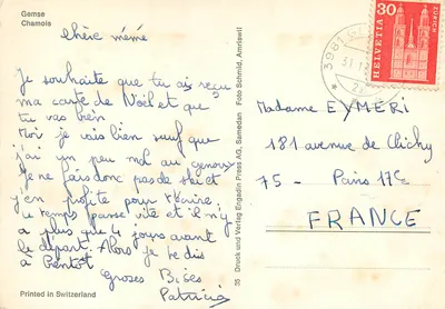 Chamois — Gemse — Samedan Press AG, n°35 — Verso