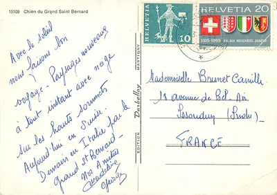 Cão do Grande Saint Bernard — edição Darbelley n°15109 — Verso