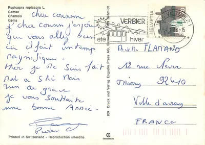 Chamois nas Alpes nevadas — Editor: Faro Schmidt, n° 809 — Verso