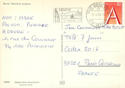 Berner Oberland. Jungfrau — widok kwiatów z Mont Blanc — Colophoto Edition Deriaz Baulmes nr 13902 — Rewers