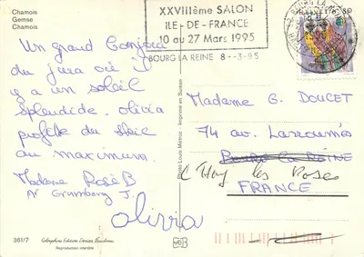 Chamois — perfil — Foto Louis Métroz, n° 361/7 — Verso