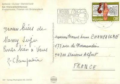 Cães Saint-Bernard — Filhotes em uma carruagem — Orell Füssli SA, Zürich — Verso
