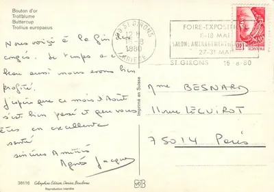 Batonik złoty — Trollblume — wydawnictwo Deriaz Boulme, nr 381/16 — Rewers