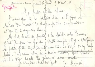 Trajes da Gruyère — Grand Tillard, agosto 1966 — Foto Glasson, Bulle — Verso