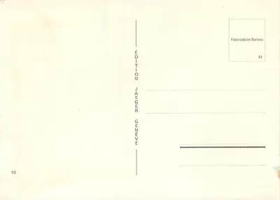 Genève — vue panoramique avec blason — Édition Jaeger — Verso