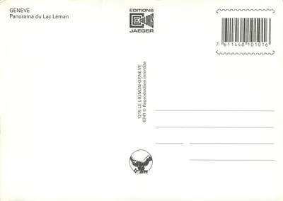 Lac Léman — panorama aérien — Éditions Colors Jaeger, n° 6741 — Verso