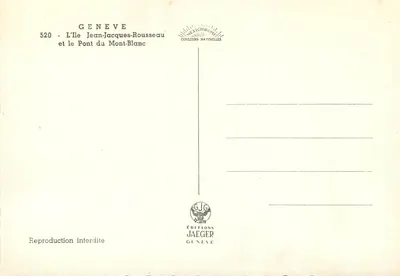 Genebra — Ilha Jean-Jacques-Rousseau e o Ponte do Mont-Blanc — Éditions Jaeger — Verso