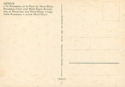 Genf — Insel Rousseau und Brücke Mont-Blanc — ROWESA SA — Rückseite