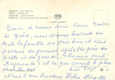 Vue aérea de Genebra — Bellerive, Coppet, Nyon, Rolle — editor BOVEY & Cie, n°3150 — Verso