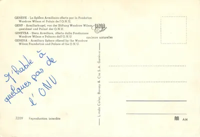 Ginevra — Sfera Armillare offerta dalla Fondazione Woodrow Wilson — Linda Color & Cie S.A. — Verso