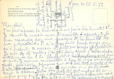 Genf — Panoramablick mit Schwänen — Verlag BOVÉY & Cie, Nr. 3024 — Rückseite