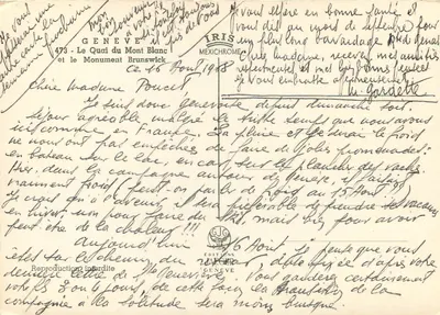 Genebra — Quai du Mont-Blanc e o Monumento Brunswick — Edições Ager — Verso