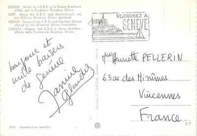 Palast der UNO und die Armillarsphäre — von der Woodrow Wilson Foundation gespendet — Editions C. Sartori — Rückseite