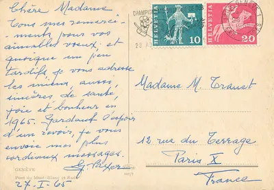 Mont-Blanc Bridge — Geneva — publisher Korter n°947/7 — Back