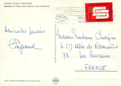Genf Palais des Nations (Luftbild) — Edition Photoglob SA, Zürich/Vevey — Rückseite
